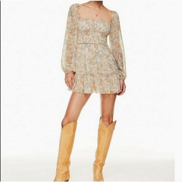 Wilfred Aritzia Mini Tempest Dress Snowmelt Blue & Maplewood - Picture 2 of 6